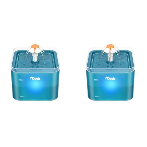 Qpets® 2.2L Cat Water Fountain Auto Pet for Cats with LED Light Cute Floral Ultra Quiet Dog Dispenser Filter Green 2 PCS Qpets® 2.2L Cat Water Fountain Auto Pet for Cats with LED Light Cute Floral Ultra Quiet Dog Dispenser Filter Green 2 PCS